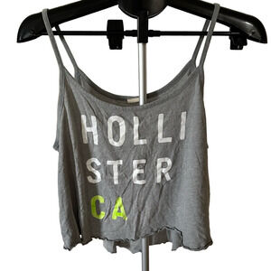 HOLLISTER CA GRAY AND WHITE CROPPED TANK TOP